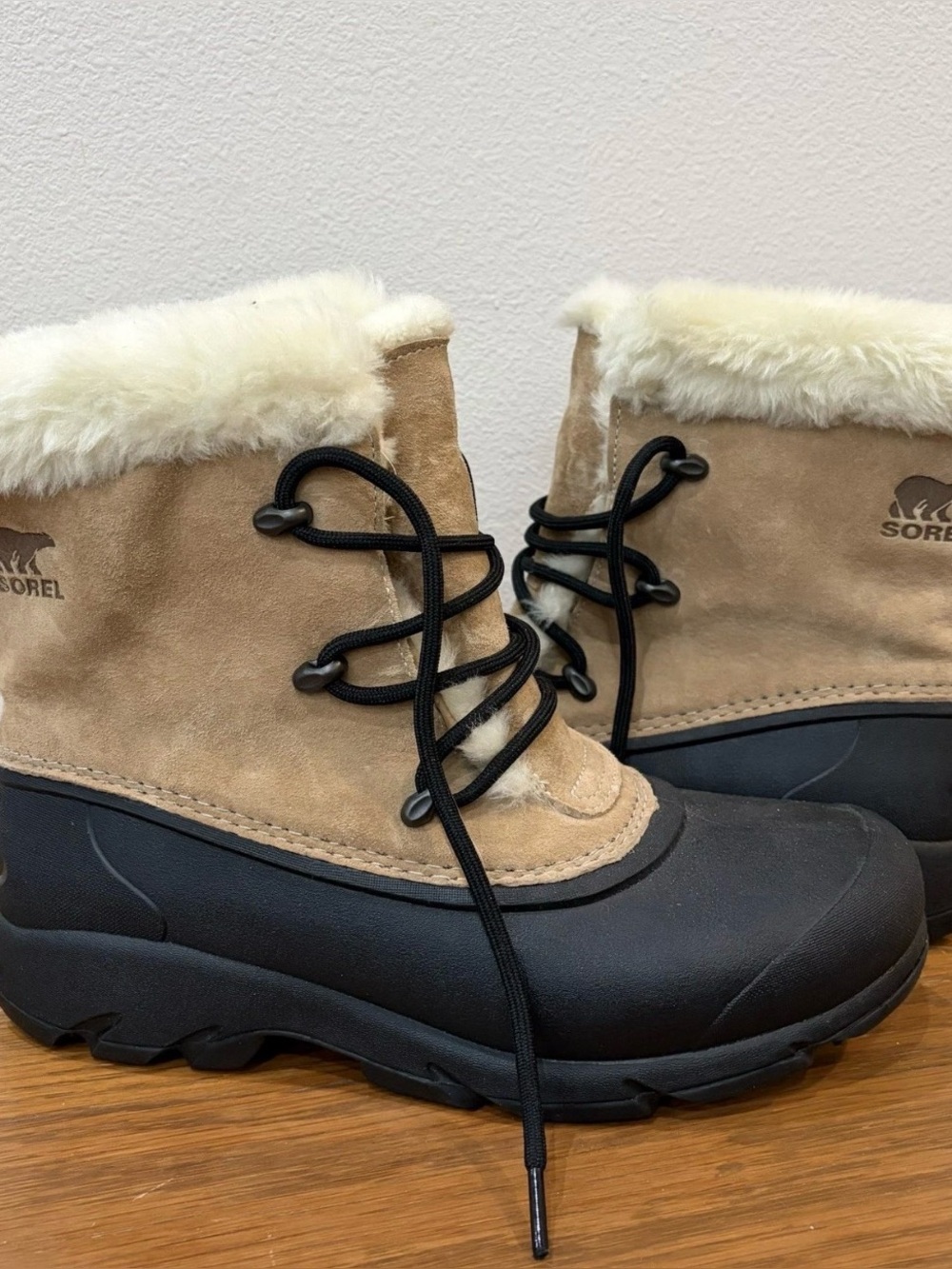 Sorel Women's Size 8 Snow Angel Winter Boots Tan Suede Waterproof Faux Fur